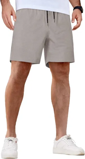 COOFANDY Men's Casual Shorts Waffle Elastic Waist Drawstring Shorts Lightweight Summer Beach Shorts