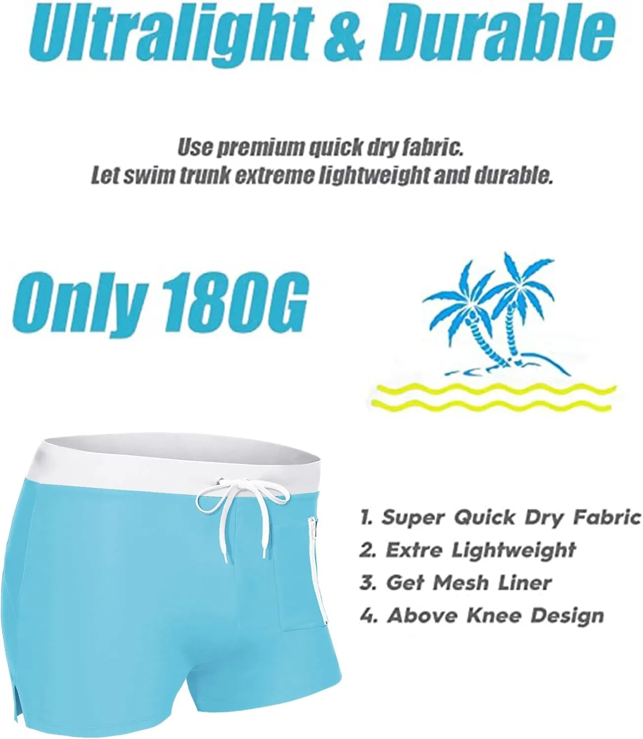 COOFANDY Mens Swim Trunks Swimwear Bathing Suit Swim Brief Square Leg Board Short S-3XL