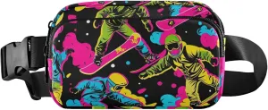Cool Neon Skater Print Fanny Packs Women Hip Bag Belt Pouch Waterproof Neon Crossbody Waist Bag