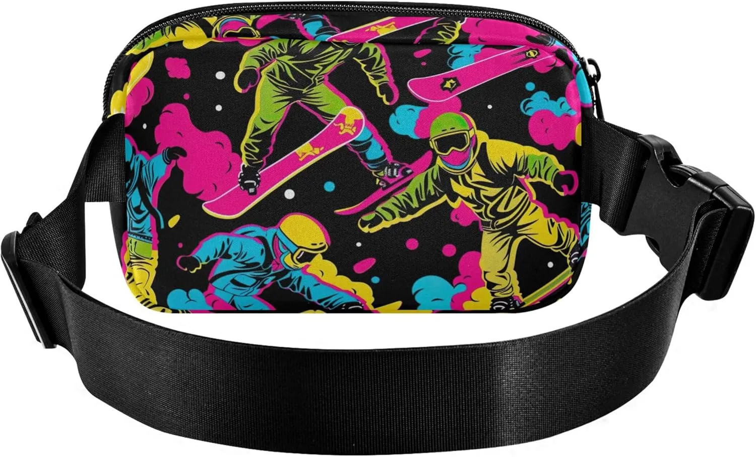 Cool Neon Skater Print Fanny Packs Women Hip Bag Belt Pouch Waterproof Neon Crossbody Waist Bag