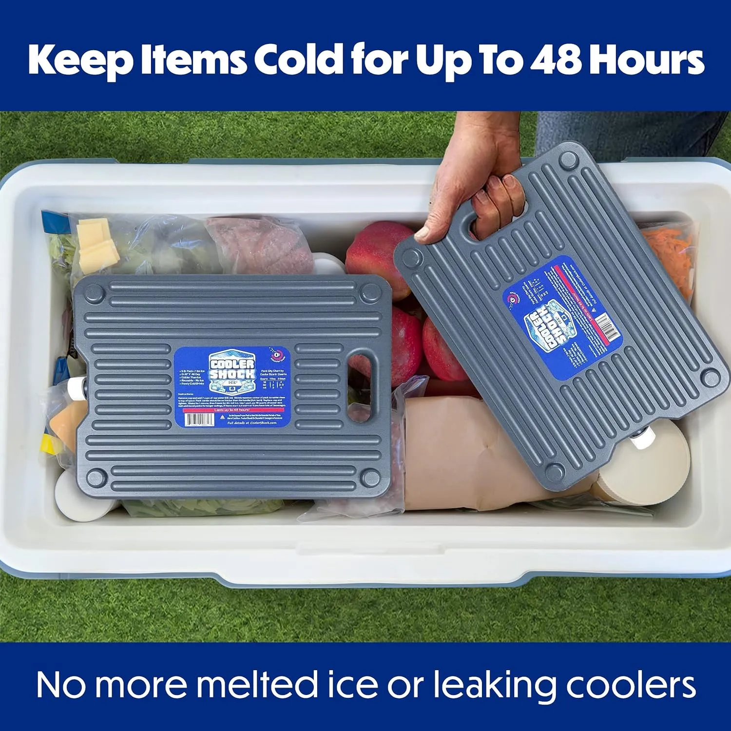 Cooler Shock Ice Packs - Reusable, Premium, Large Pack and Lunch Set for Long Term Use - Cools Faster Than Ice - Cooler Accessories
