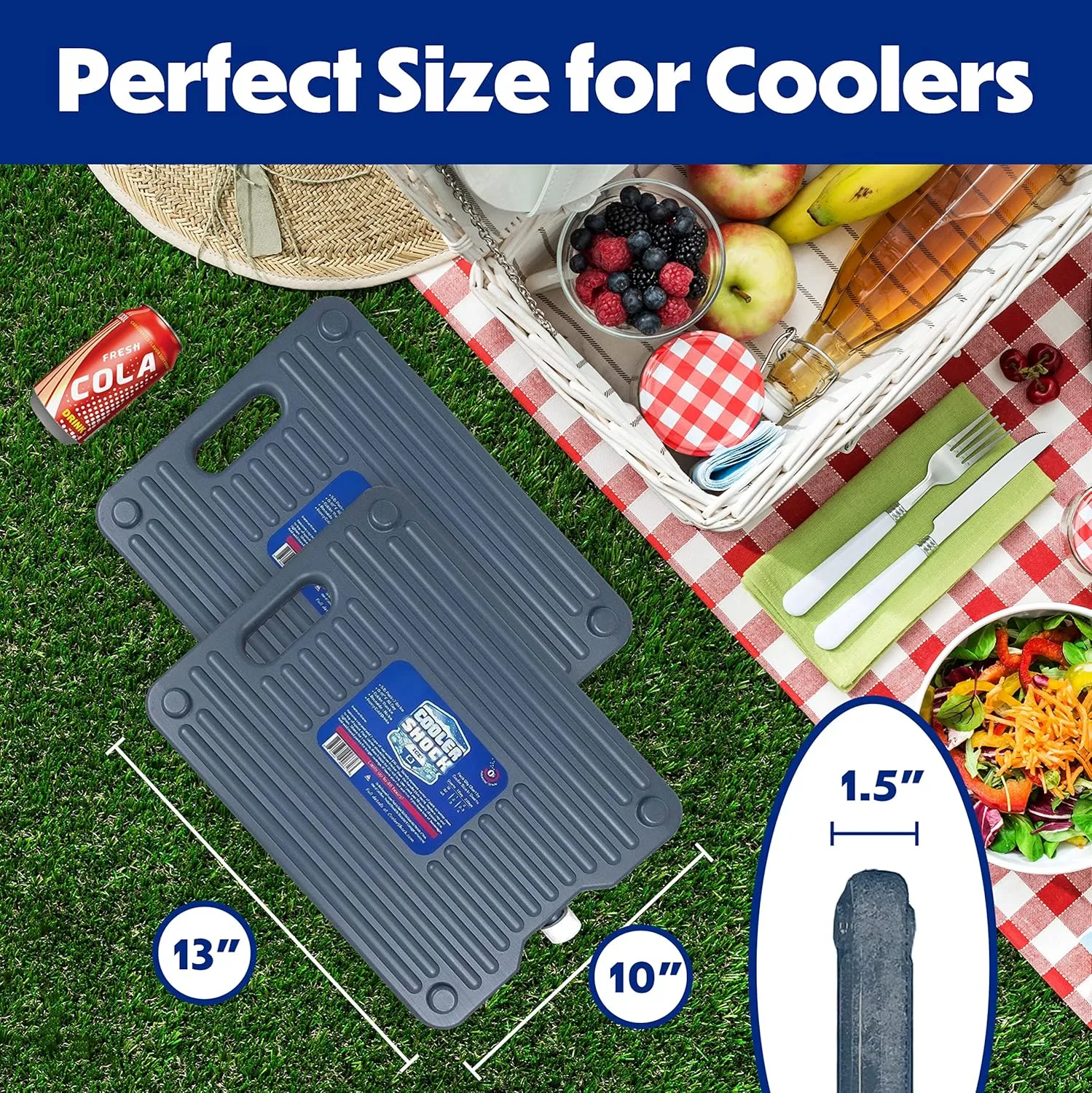 Cooler Shock Ice Packs - Reusable, Premium, Large Pack and Lunch Set for Long Term Use - Cools Faster Than Ice - Cooler Accessories