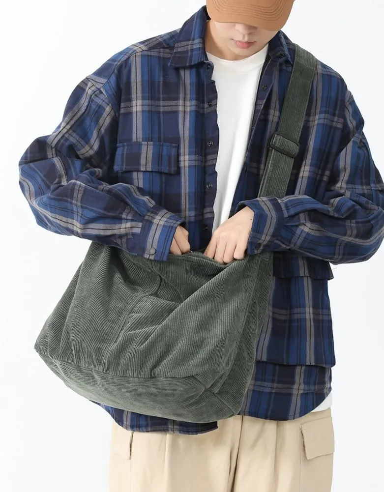 Corduroy Shoulder Bag for Women Slouchy Commute Bag Travel Work Canvas Hobo Crossbody Bag Purse 2024