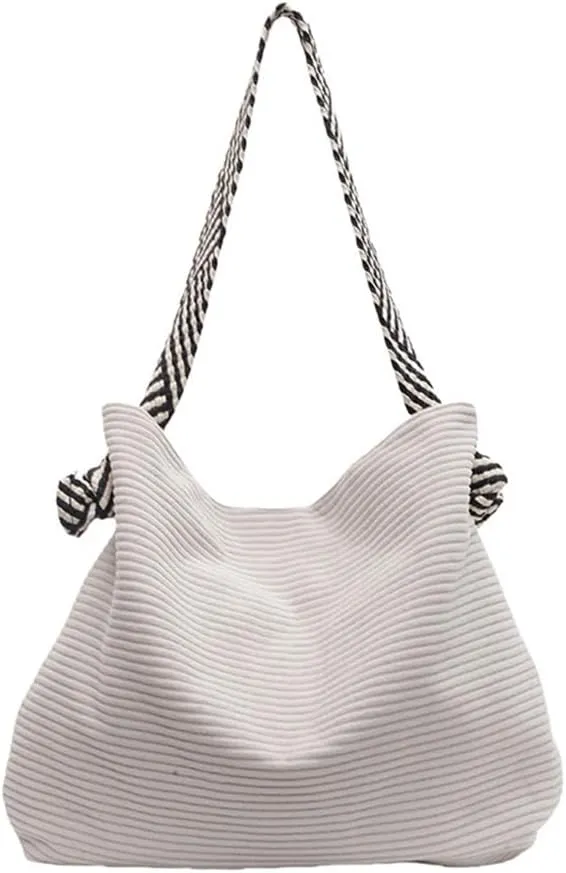 Corduroy Slouchy Hobo Bags for Women Large Corduroy Tote Bag with Wide Strap Casual Work Travel Shoulder Handbag