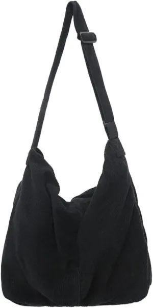Corduroy Tote Bag for Women Men Vintage Shoulder Bag Slouchy Satchel Bag Casual Gym Bag Work Bag Carryall Bag Hobo Handbag
