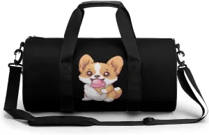 Corgi Puppy Eating Ice-cream Compact Gym Bag Travel Duffel Bags Lightweight Foldable Sports Tote Gymbag