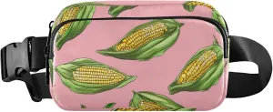 Corn Floral Pink Print Fanny Packs for Women Waterproof Belt Bag Hip Pouch Bright Colored Waist Pouch for Women