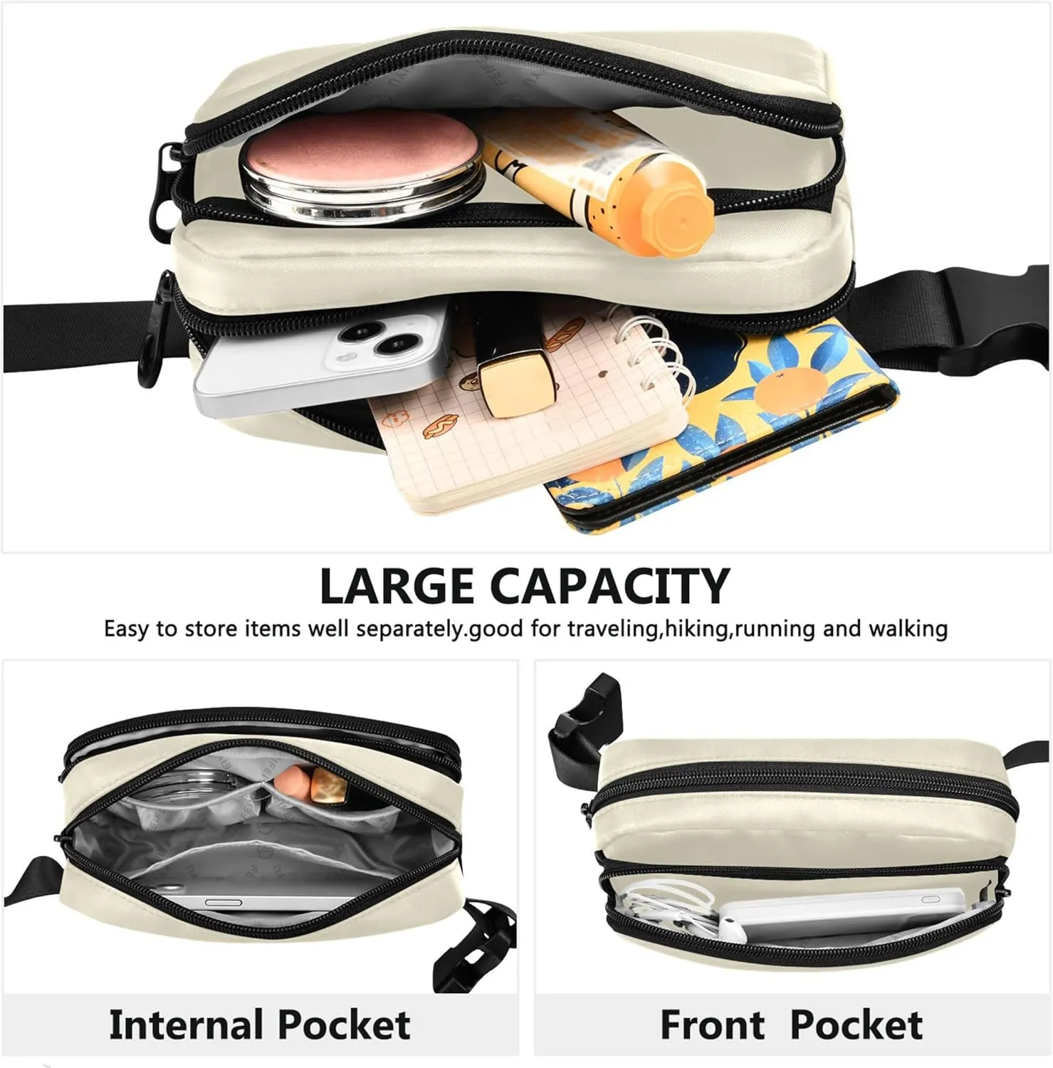 Cornsilk Beige Women Fanny Packs Waterproof Belt Bags Hip Pack Cute Waist Pack for Women