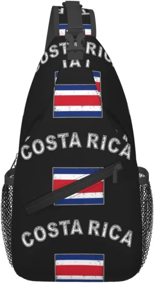 Costa Rica Flag Latin America Crossbody Bag Cross Chest Bag Adjustable Sling Backpack Sports Gym Shoulder Bags Travel Cycling Daypack Diagonally Casual Rucksack