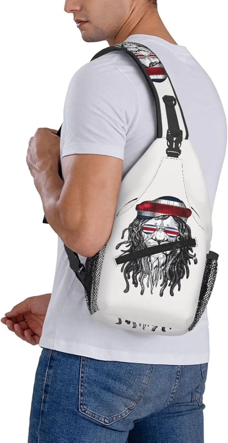 Costa Rica Flag Lion Crossbody Bag Cross Chest Bag Adjustable Sling Backpack Sports Gym Shoulder Bags Travel Cycling Daypack Diagonally Casual Rucksack