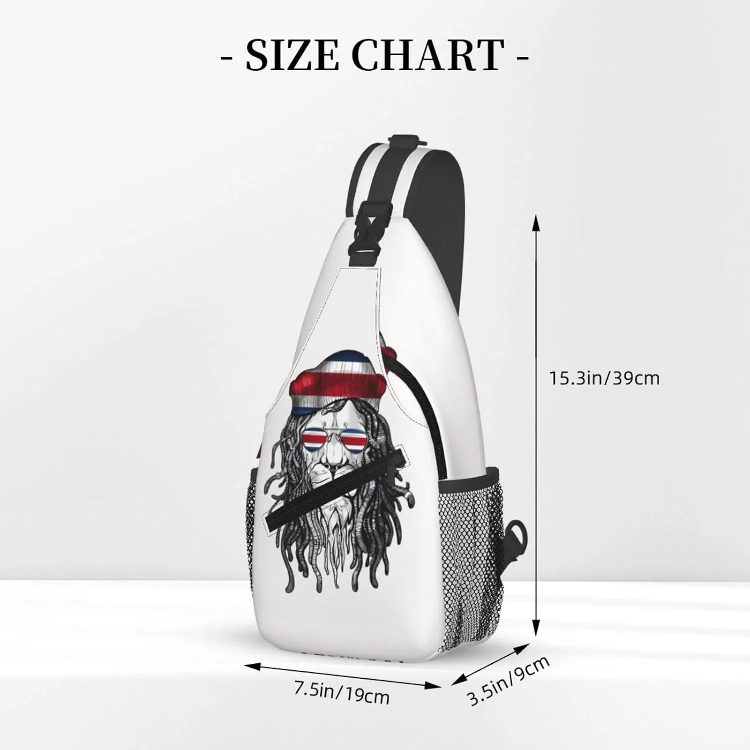 Costa Rica Flag Lion Crossbody Bag Cross Chest Bag Adjustable Sling Backpack Sports Gym Shoulder Bags Travel Cycling Daypack Diagonally Casual Rucksack