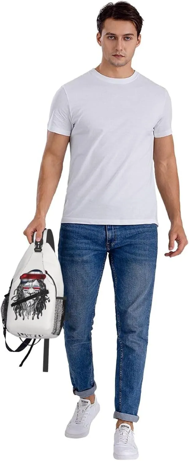 Costa Rica Flag Lion Crossbody Bag Cross Chest Bag Adjustable Sling Backpack Sports Gym Shoulder Bags Travel Cycling Daypack Diagonally Casual Rucksack