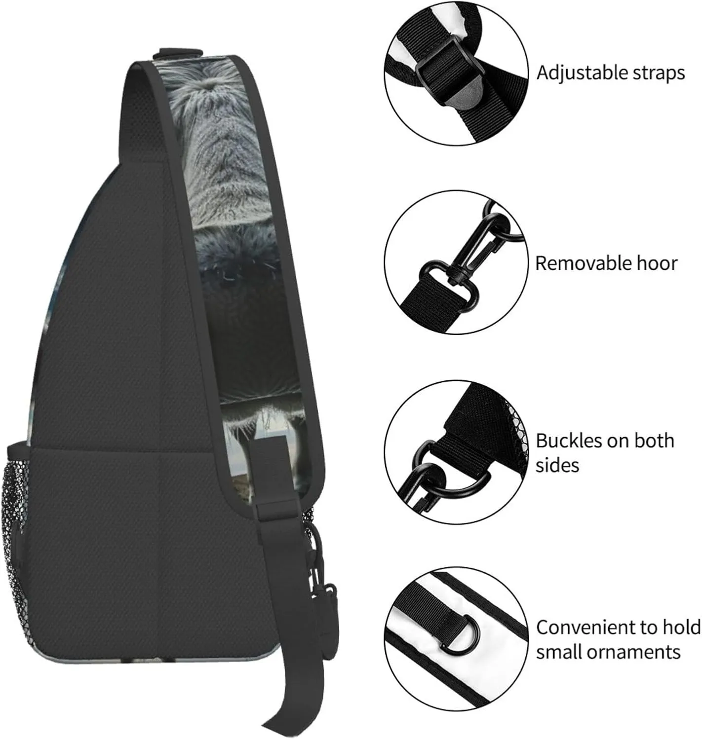 Cow Sling Backpack Small Crossbody Shoulder Bag Sling Bag Chest Bag Travel Hiking Casual Sport Daypack For Women Men