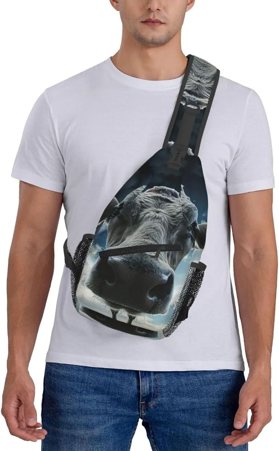 Cow Sling Backpack Small Crossbody Shoulder Bag Sling Bag Chest Bag Travel Hiking Casual Sport Daypack For Women Men