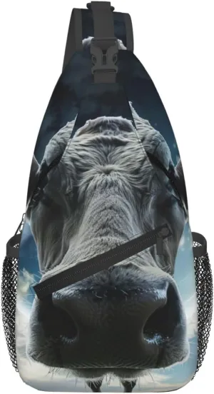 Cow Sling Backpack Small Crossbody Shoulder Bag Sling Bag Chest Bag Travel Hiking Casual Sport Daypack For Women Men