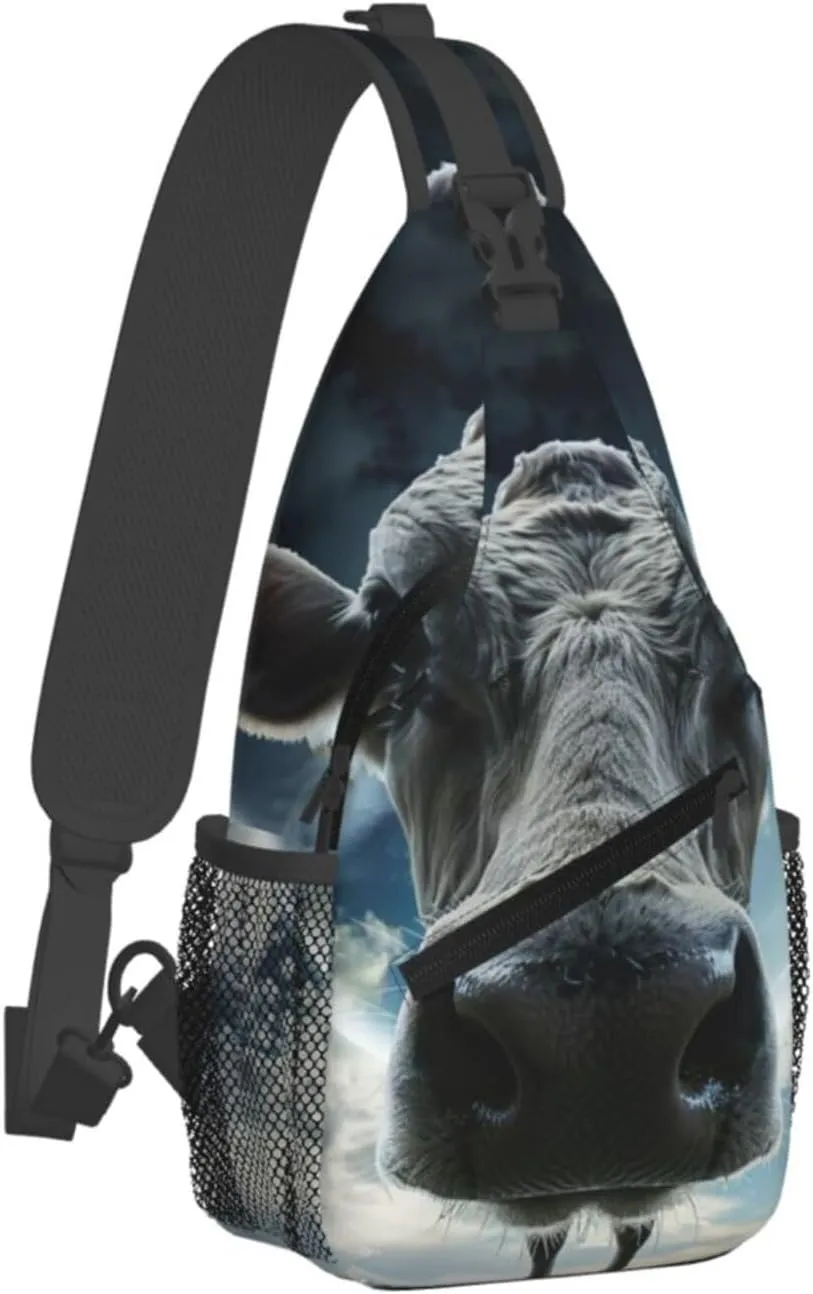 Cow Sling Backpack Small Crossbody Shoulder Bag Sling Bag Chest Bag Travel Hiking Casual Sport Daypack For Women Men