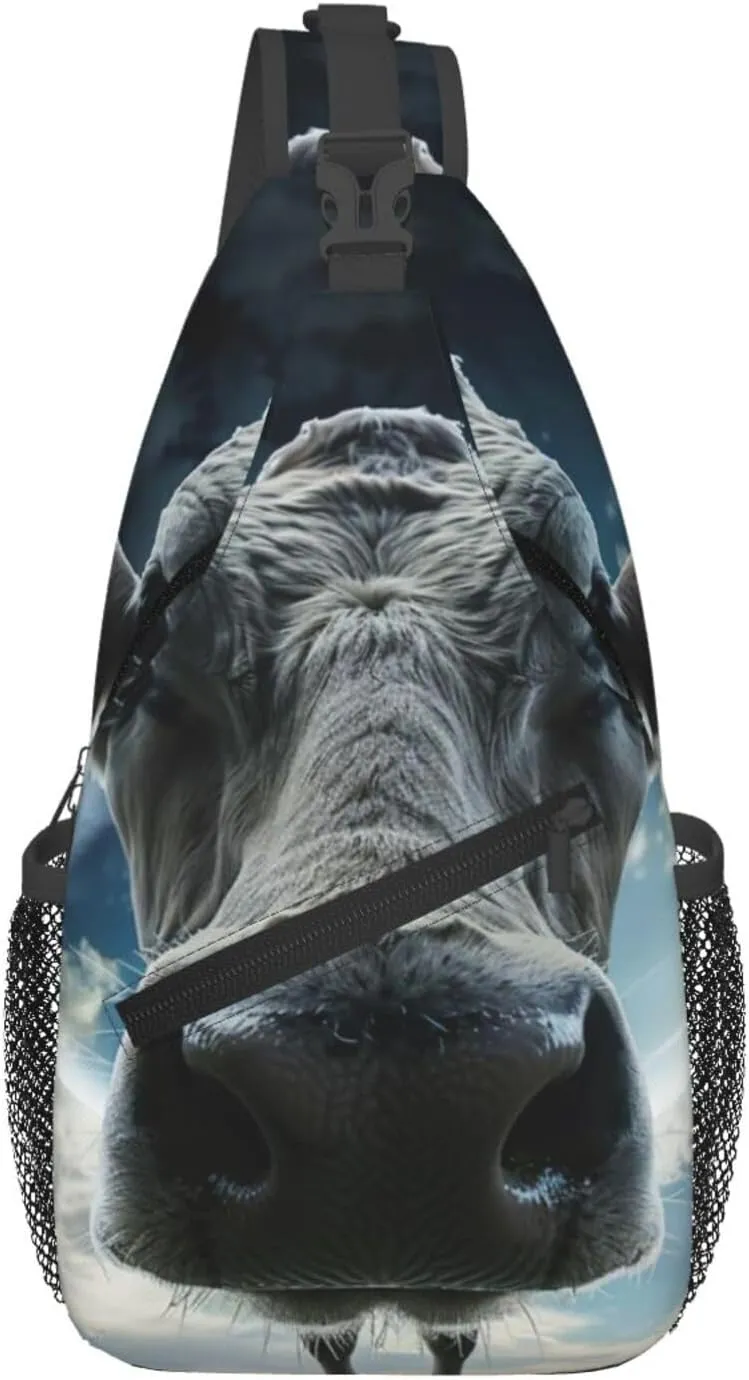 Cow Sling Backpack Small Crossbody Shoulder Bag Sling Bag Chest Bag Travel Hiking Casual Sport Daypack For Women Men