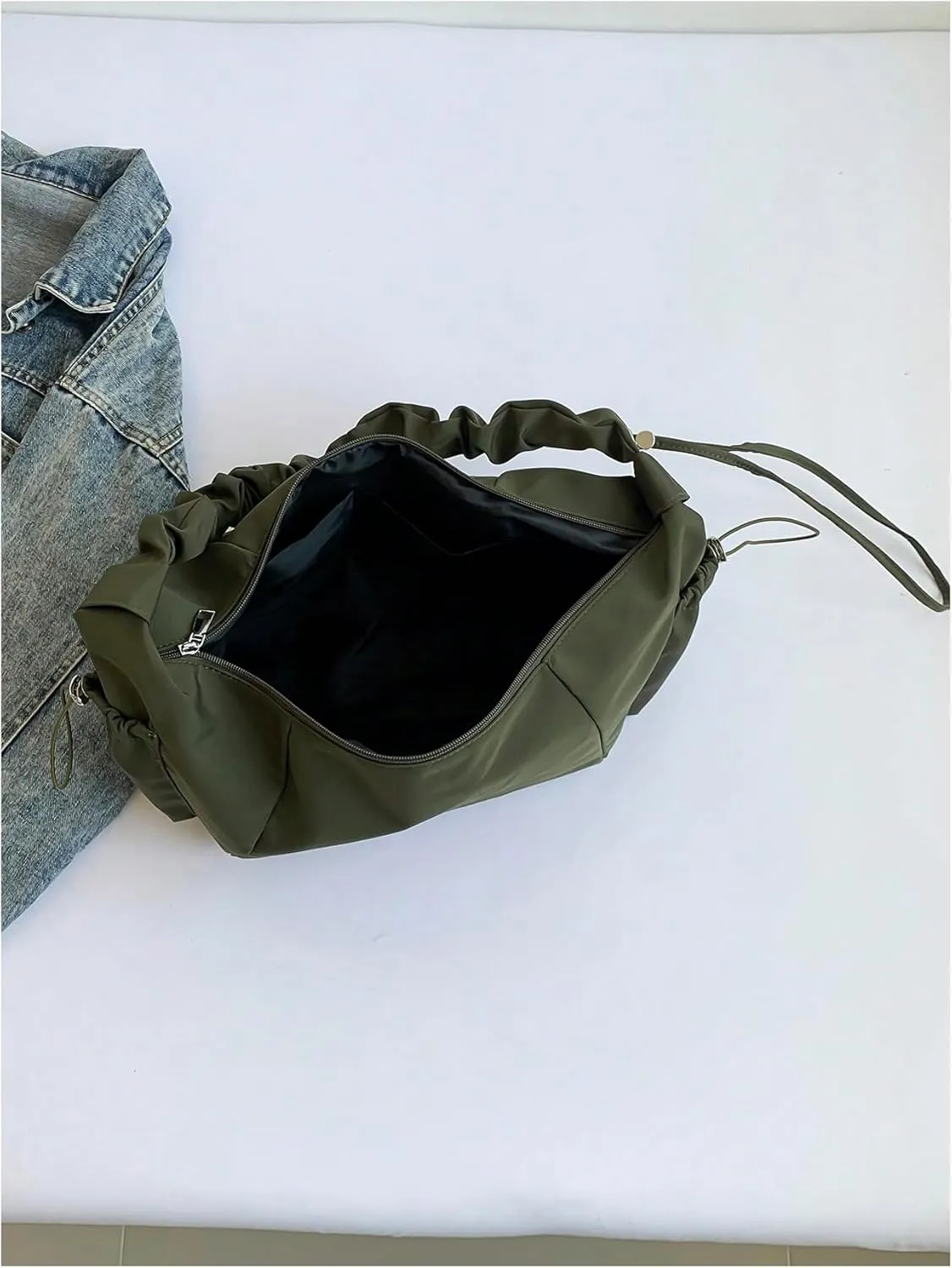 COZYEASE Women's Ruched Drawstring Shoulder Bag Zipper Crossbody Bag Slouchy Hobo Bag