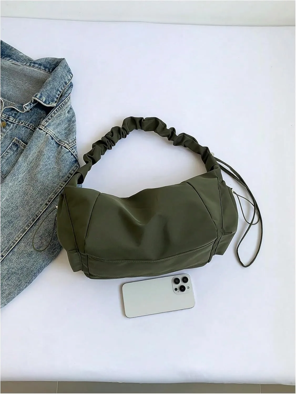 COZYEASE Women's Ruched Drawstring Shoulder Bag Zipper Crossbody Bag Slouchy Hobo Bag