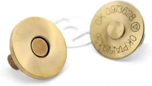 CRAFTMEMORE Thin Magnetic Snap Buttons Quality Strong Clasp for Purse Sewing Handbags Closures 6 Pack MNS (14mm, Brushed Brass)