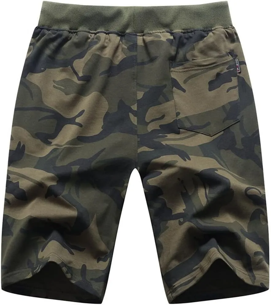 CREATMO US Men's Shorts Zipper Pocket Elastic Waist Stretch Summer Casual Beach