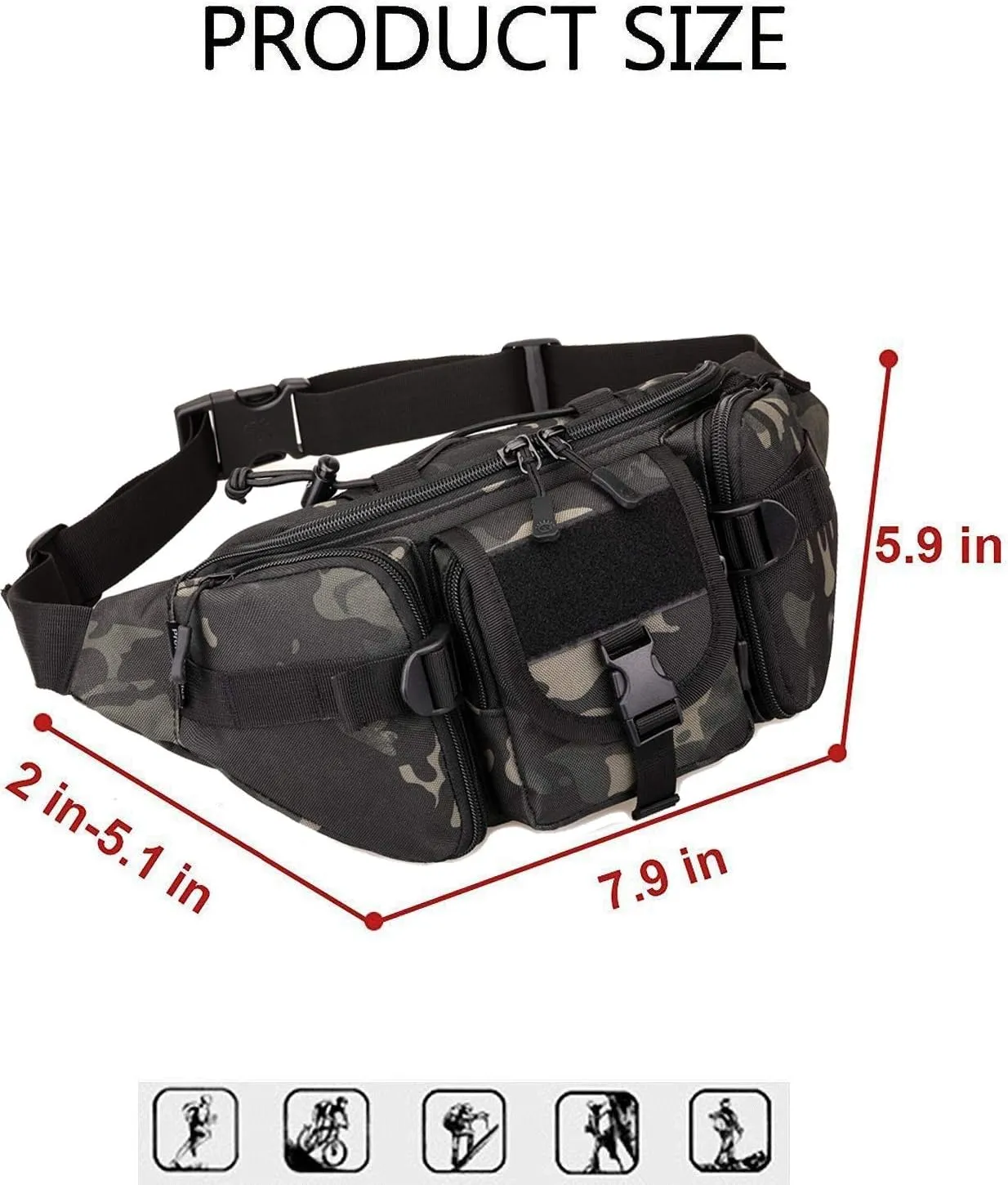 CREATOR Tactical Waist Pack Military Fanny Pack for Men Outdoor Army Waist Bag Large Waist Pack for Daily Life Cycling Camping Hiking Hunting Fishing