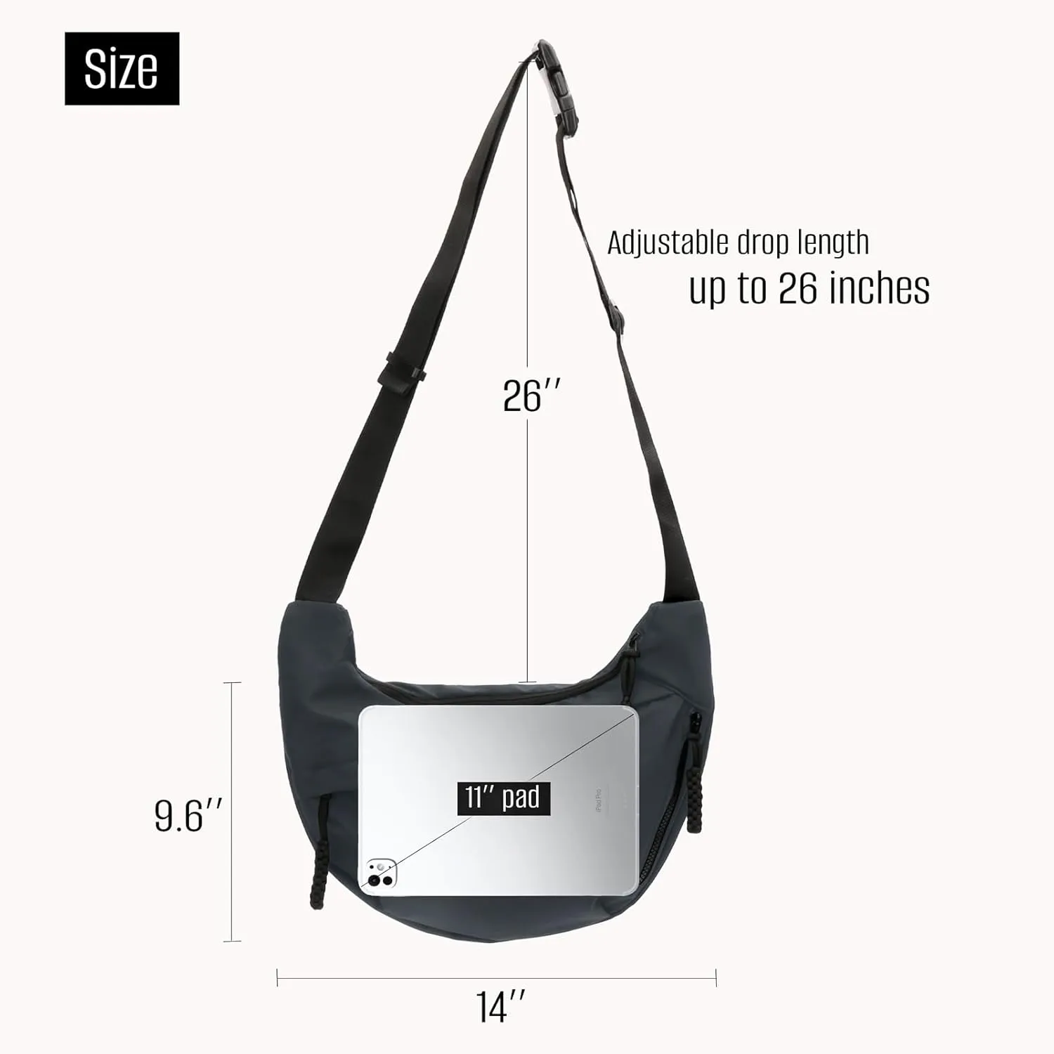 Crescent Crossbody Bags for Women and Men Nylon Luna bag Moon Hobo Purses Slouchy Dumpling Bag Canvas Shoulder Bags