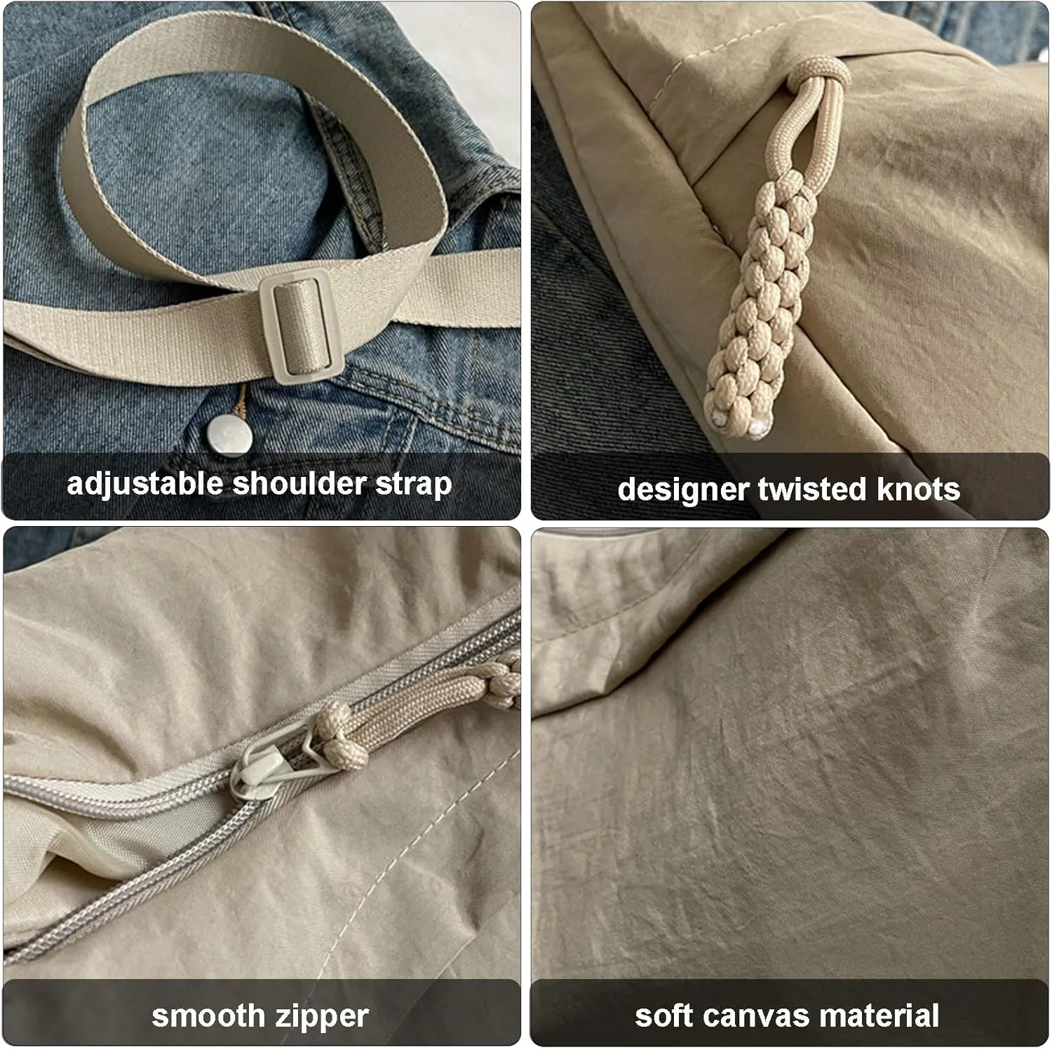 Crescent Shoulder Bag Nylon Crossbody Bag for Women Men Sling Bag Purse Hobo Bag Slouchy Dumpling Bag