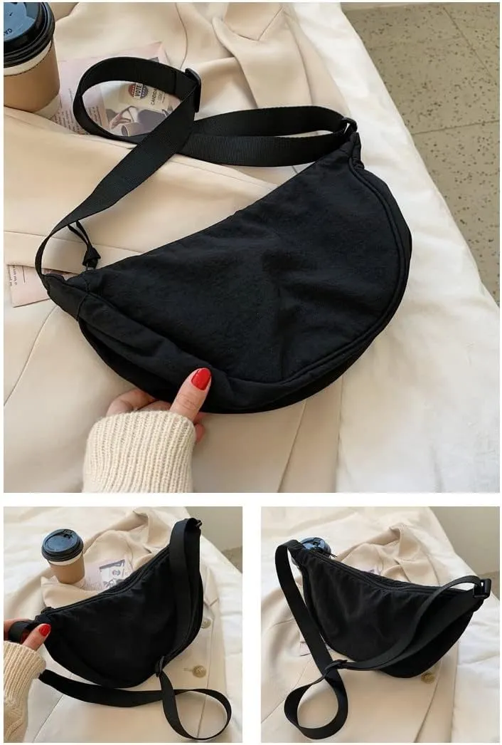 Crescent Women's Nylon Crossbody Hobo Sling Bag - Lightweight, Small Shoulder Purse