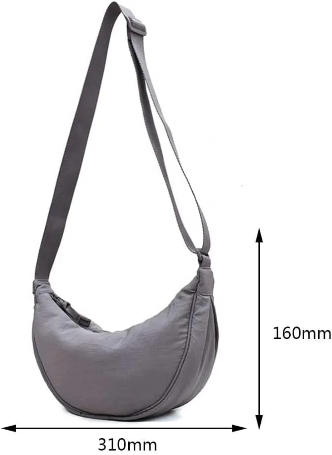 Crescent Women's Nylon Crossbody Hobo Sling Bag - Lightweight, Small Shoulder Purse
