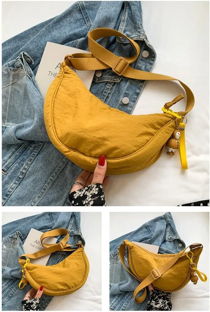 Crescent Women's Nylon Crossbody Hobo Sling Bag - Lightweight, Small Shoulder Purse