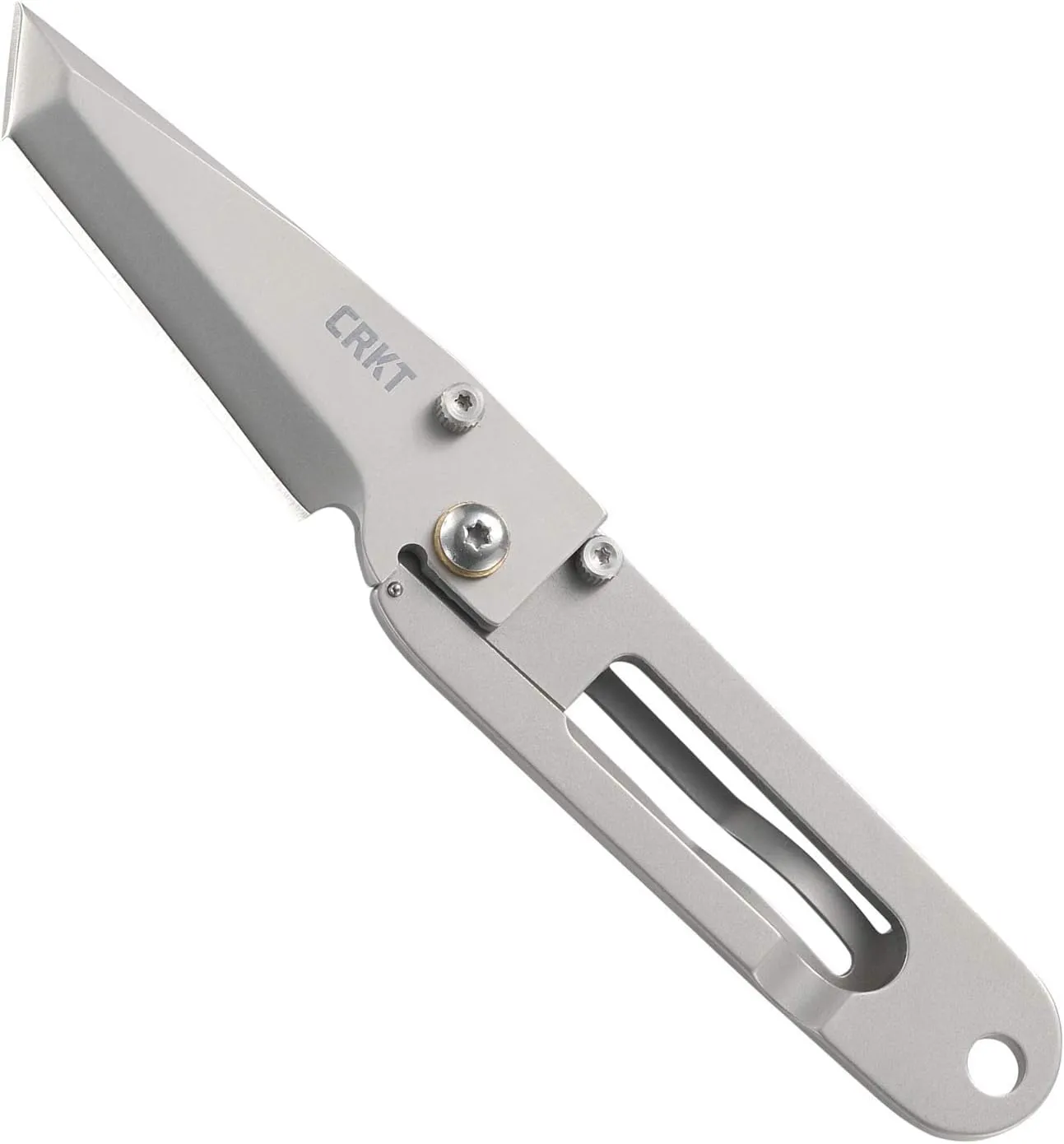 CRKT K.I.S.S. EDC Folding Pocket Knife: Compact Everyday Carry, Dual Grind Tanto, Frame Lock, Skeletonized Handle, Pocket Money Clip 5500, Gray - Plain Edge, One Size