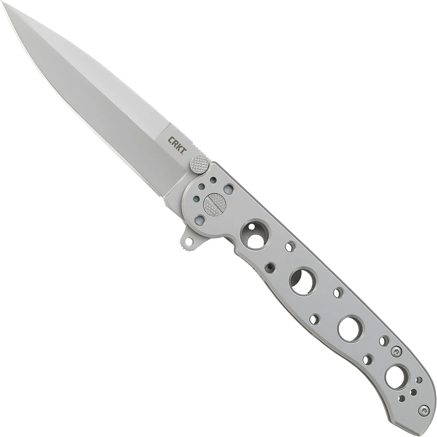 CRKT M16-03SS EDC Folding Pocket Knife: Sandvik Frame Lock, 4-Position Pocket Clip Bead Blast Blade, Stainless Steel Handle