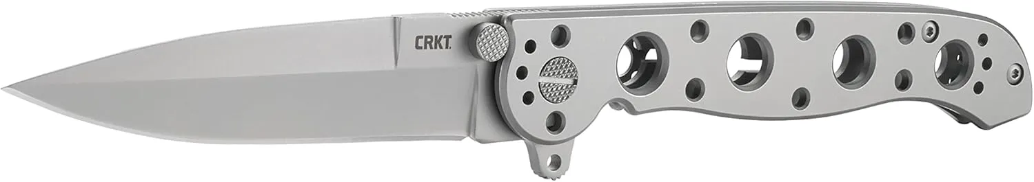 CRKT M16-03SS EDC Folding Pocket Knife: Sandvik Frame Lock, 4-Position Pocket Clip Bead Blast Blade, Stainless Steel Handle