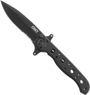 CRKT M21-10KSF EDC Folding Pocket Knife: Special Forces Everyday Carry, Black Serrated Edge Blade, Frame Lock, Dual Hilt, Stainless Steel Handle, Reversible Pocket Clip