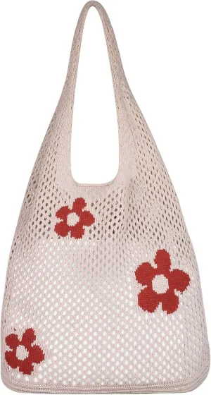 Crochet Tote Bag for Women Knitted Hobo Bag Summer Beach Bag Large Shopping Shoulder Bag Handbags