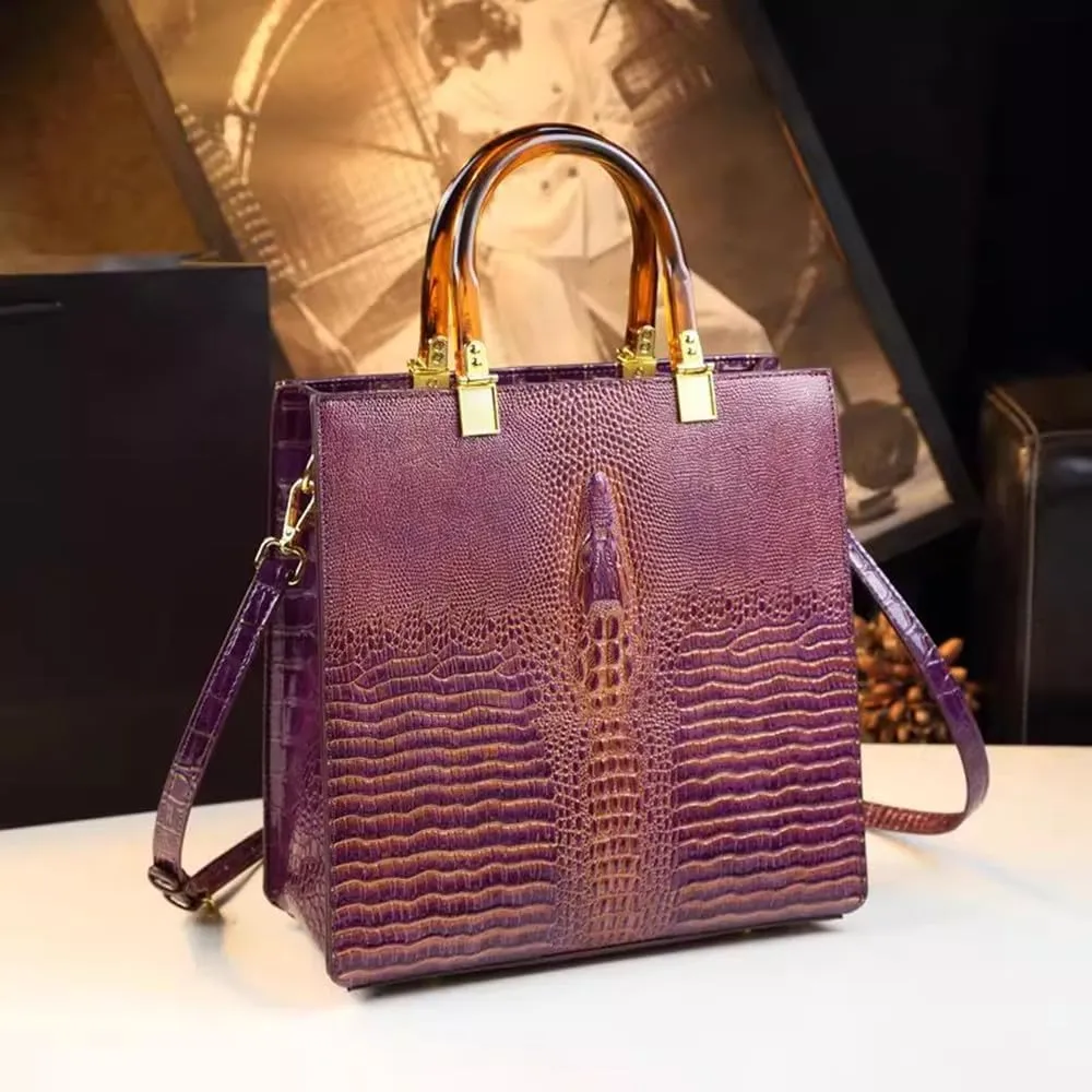 Crocodile Pattern Leather Women's Bag Top Handle Satchel Crossbody Handbags Purses Shoulder Tote Bags Luxury Fashion