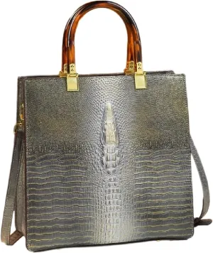 Crocodile Pattern Leather Women's Bag Top Handle Satchel Crossbody Handbags Purses Shoulder Tote Bags Luxury Fashion