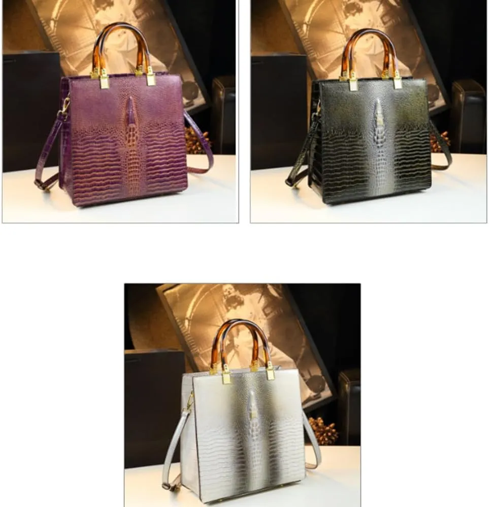 Crocodile Pattern Leather Women's Bag Top Handle Satchel Crossbody Handbags Purses Shoulder Tote Bags Luxury Fashion