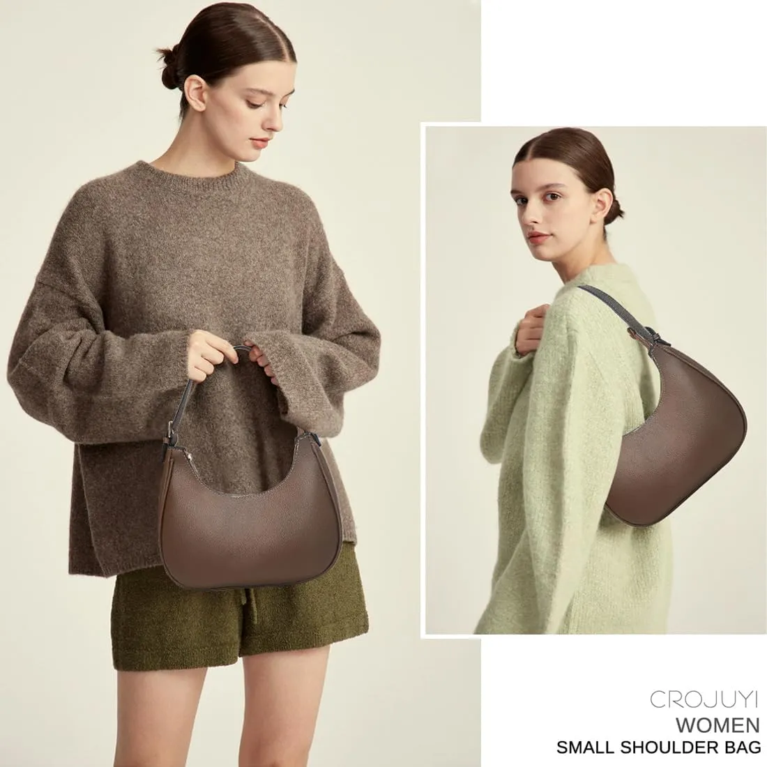 CROJUYI Small Crescent Shoulder Bags Purses for Women Retro Classic Clutch Hobo Tote Purse and Handbag Cute Crossbody Bags