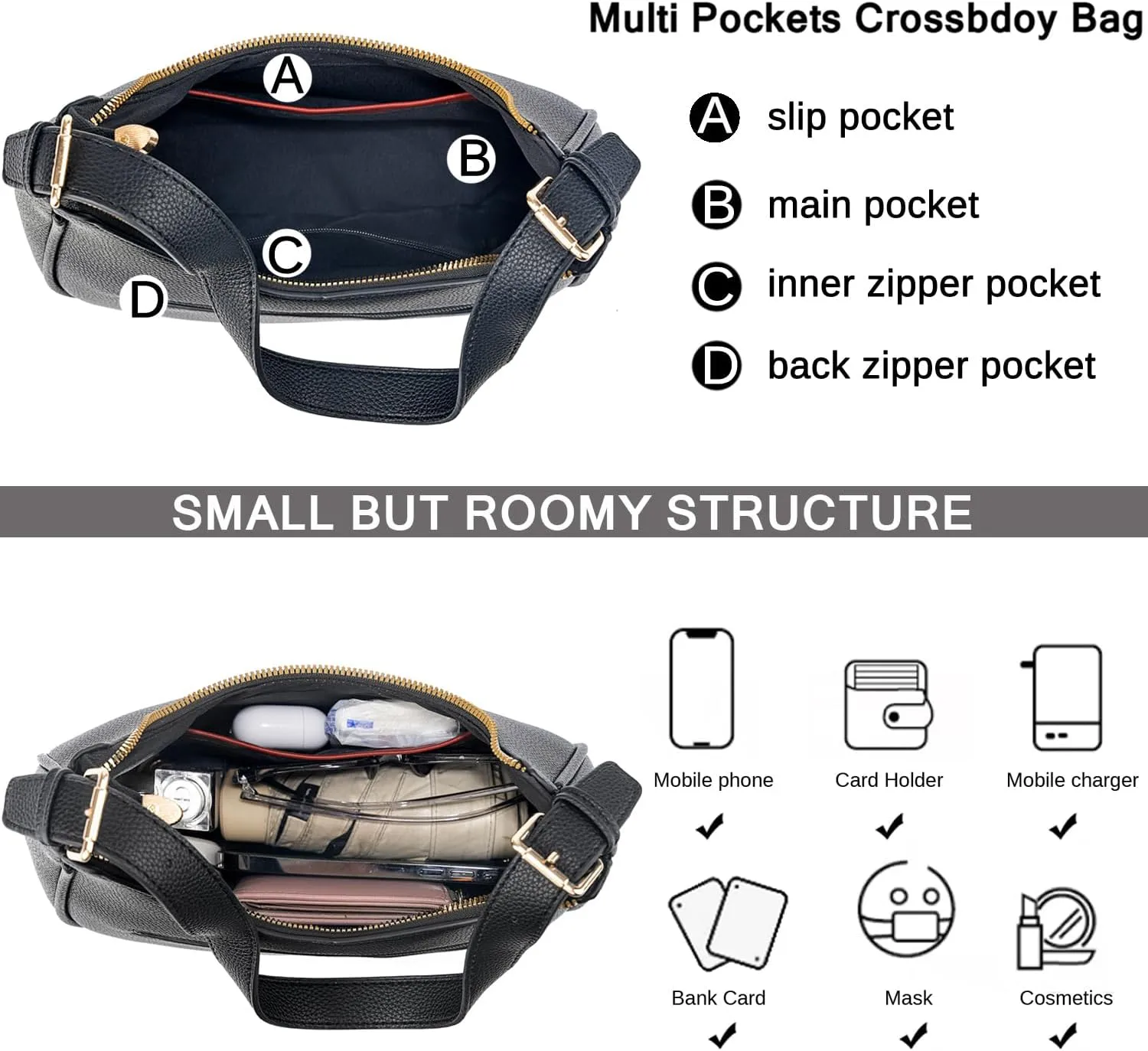 CROJUYI Small Crescent Shoulder Bags Purses for Women Retro Classic Clutch Hobo Tote Purse and Handbag Cute Crossbody Bags