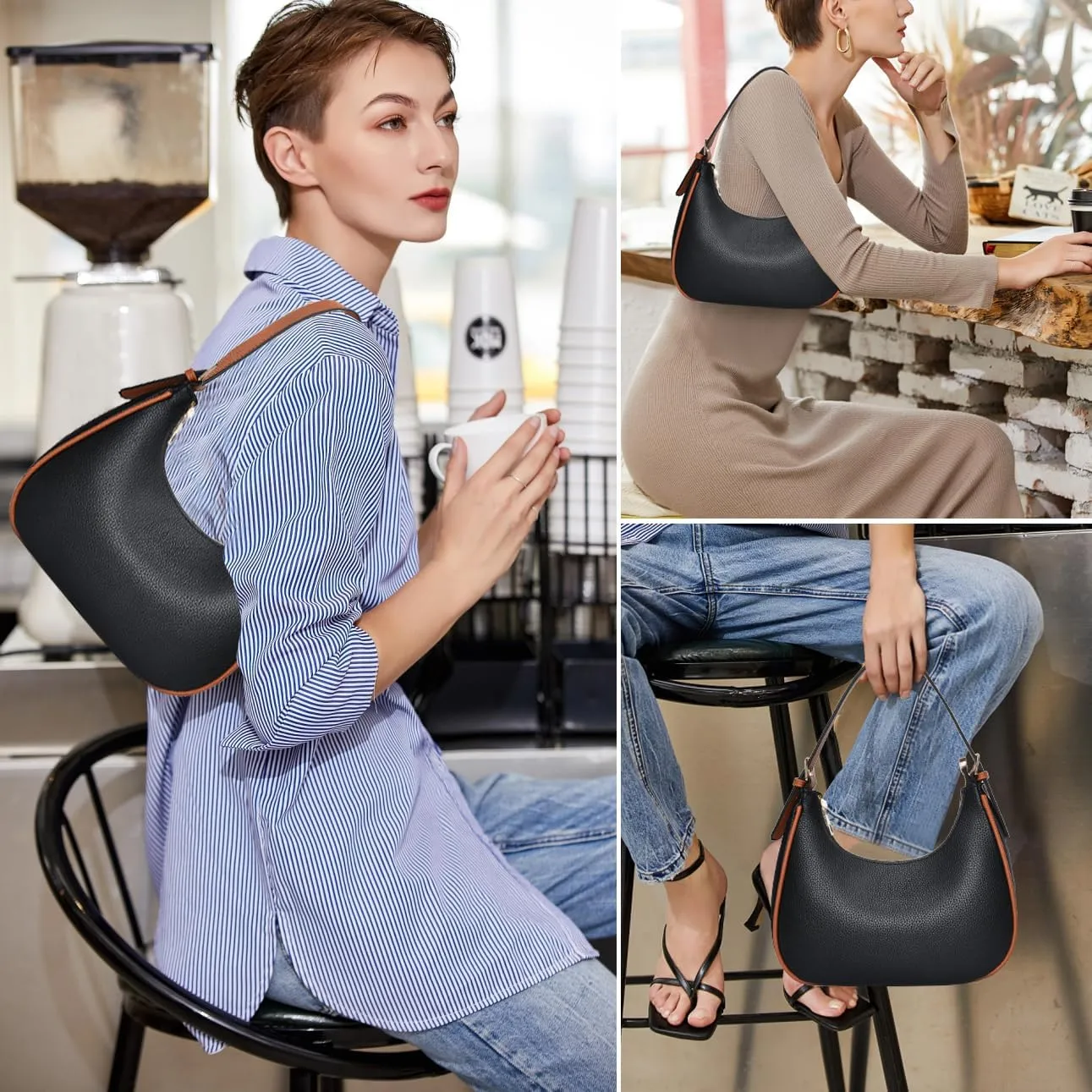 CROJUYI Small Crescent Shoulder Bags Purses for Women Retro Classic Clutch Hobo Tote Purse and Handbag Cute Crossbody Bags