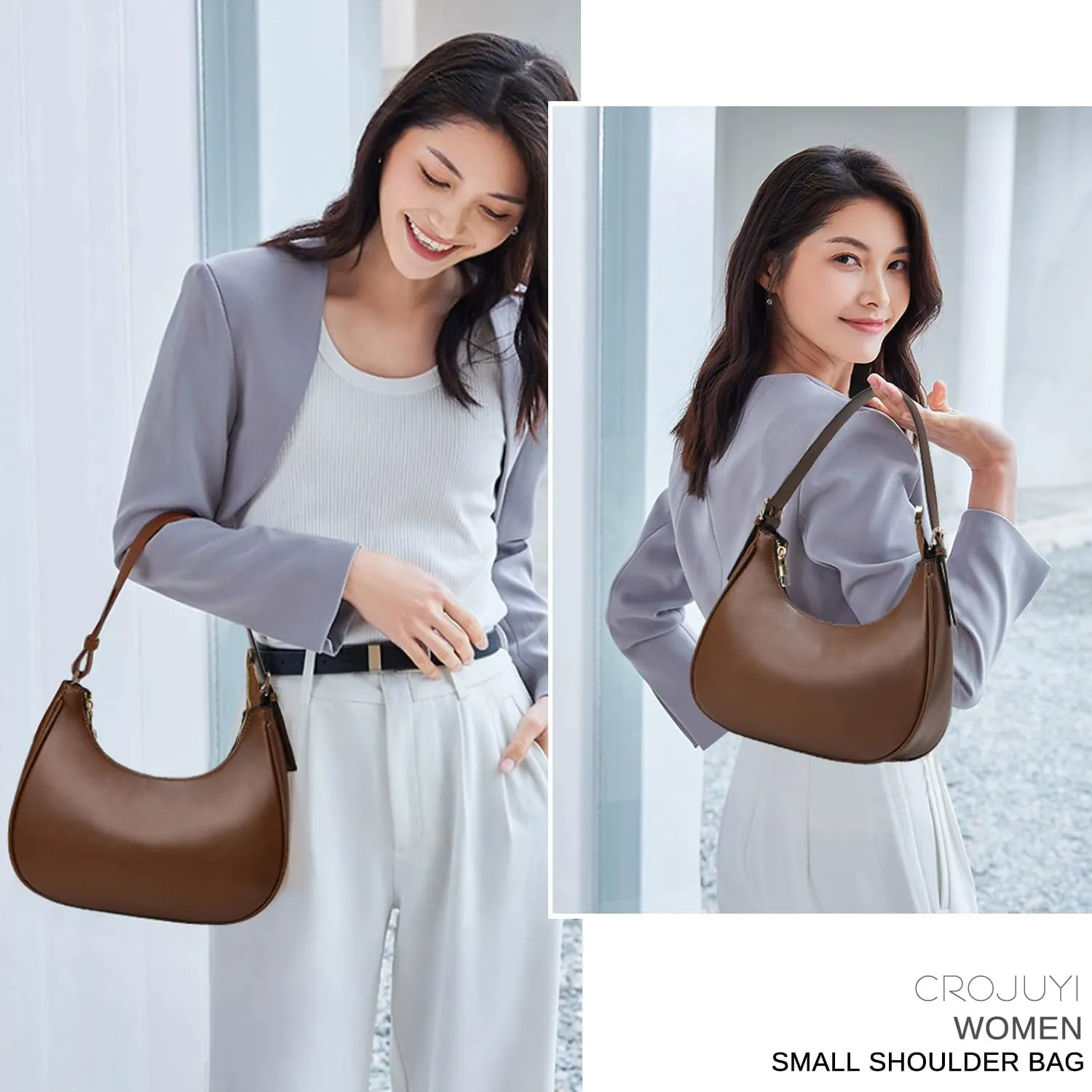 CROJUYI Small Crescent Shoulder Bags Purses for Women Retro Classic Clutch Hobo Tote Purse and Handbag Cute Crossbody Bags