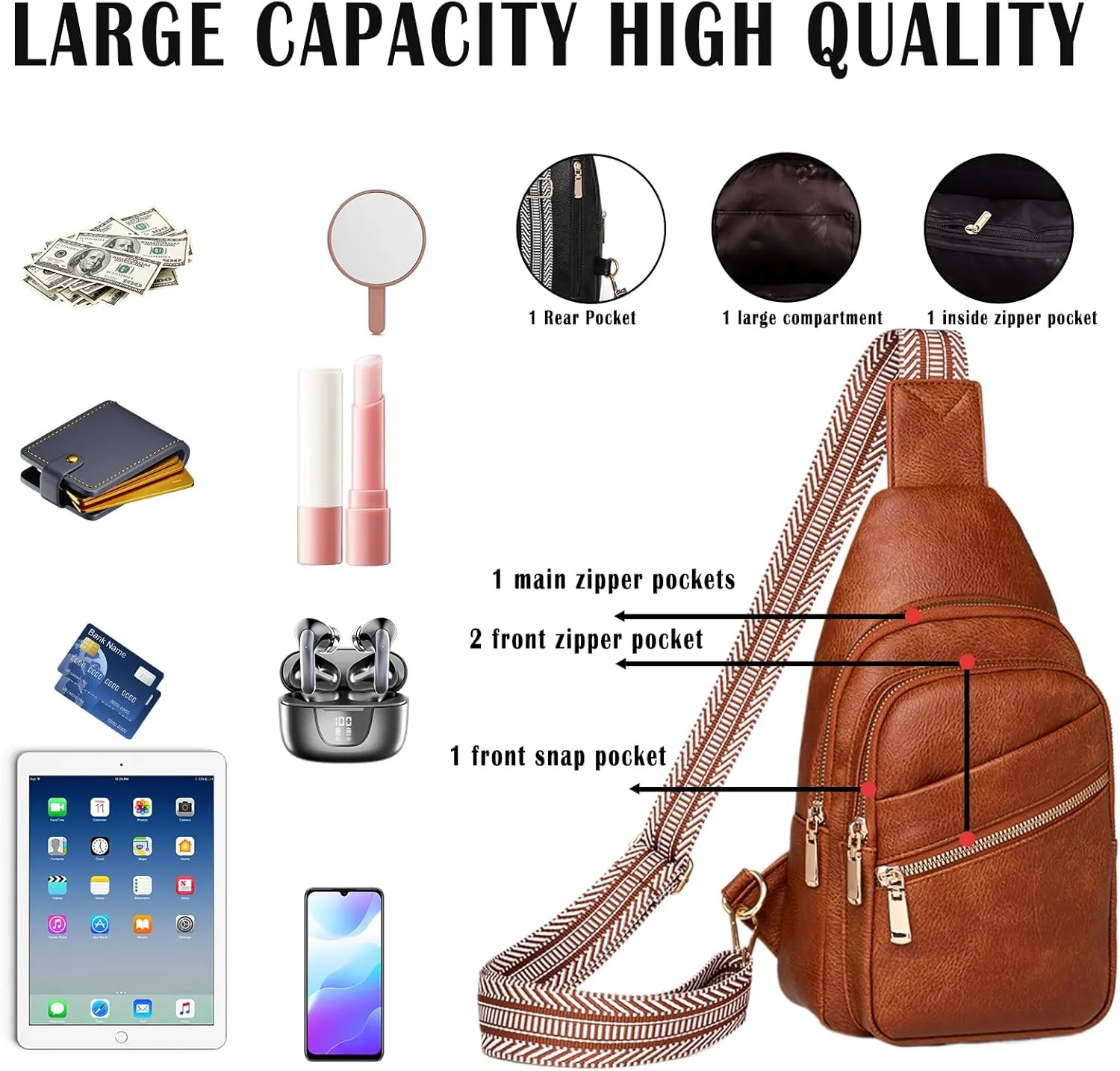Cross Body Bags for Woman Men Sling Bag Chest Bag with Adjustable Strap Crossbody Handbags Women's Crossbody Bags