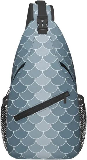 Cross Body Sling Bag For Women Men Cool Gray Scale Fish Scales Crossbody Bag Anti Theft Chest Bag Shoulder Backpack Travel Hiking Daypack Large Sling Cross Body Bag