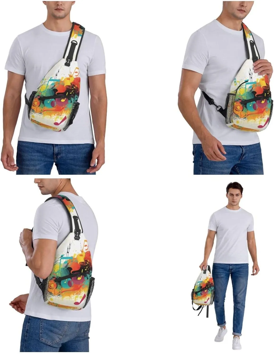 Cross Chest Bag Diagonally Sling Backpack Crossbody Shoulder Bag Aircraft Fighter Jets Sling Bag Travel Hiking Daypack