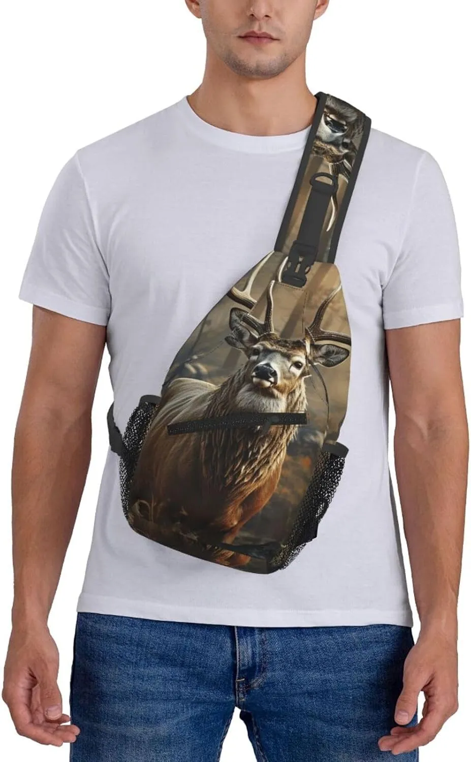 Cross Chest Bag Diagonally Sling Backpack Crossbody Shoulder Bag Deer Hunting Season Sling Bag Travel Hiking Daypack