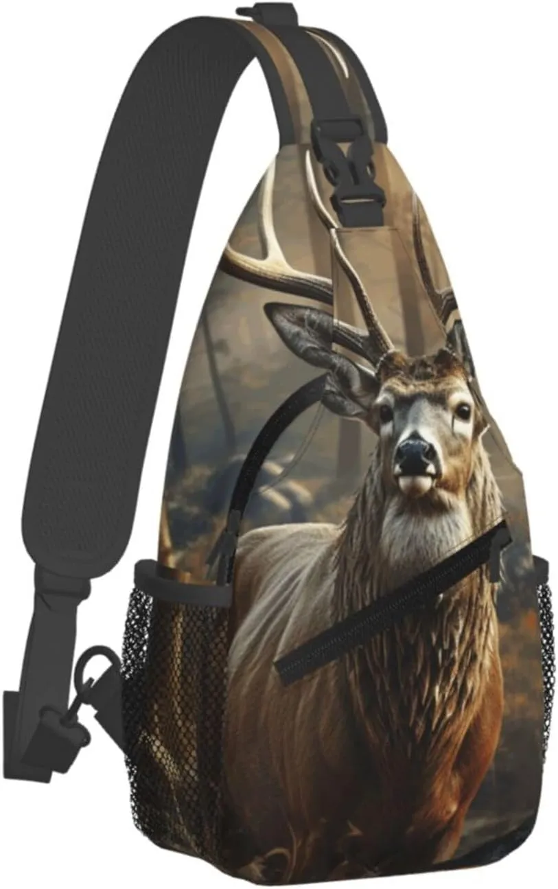 Cross Chest Bag Diagonally Sling Backpack Crossbody Shoulder Bag Deer Hunting Season Sling Bag Travel Hiking Daypack