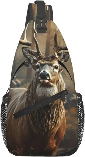 Cross Chest Bag Diagonally Sling Backpack Crossbody Shoulder Bag Deer Hunting Season Sling Bag Travel Hiking Daypack