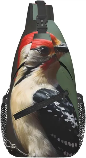 Cross Chest Bag for Men Women Crossbody Backpack Woodpecker Sling Bag Travel Hiking Daypack